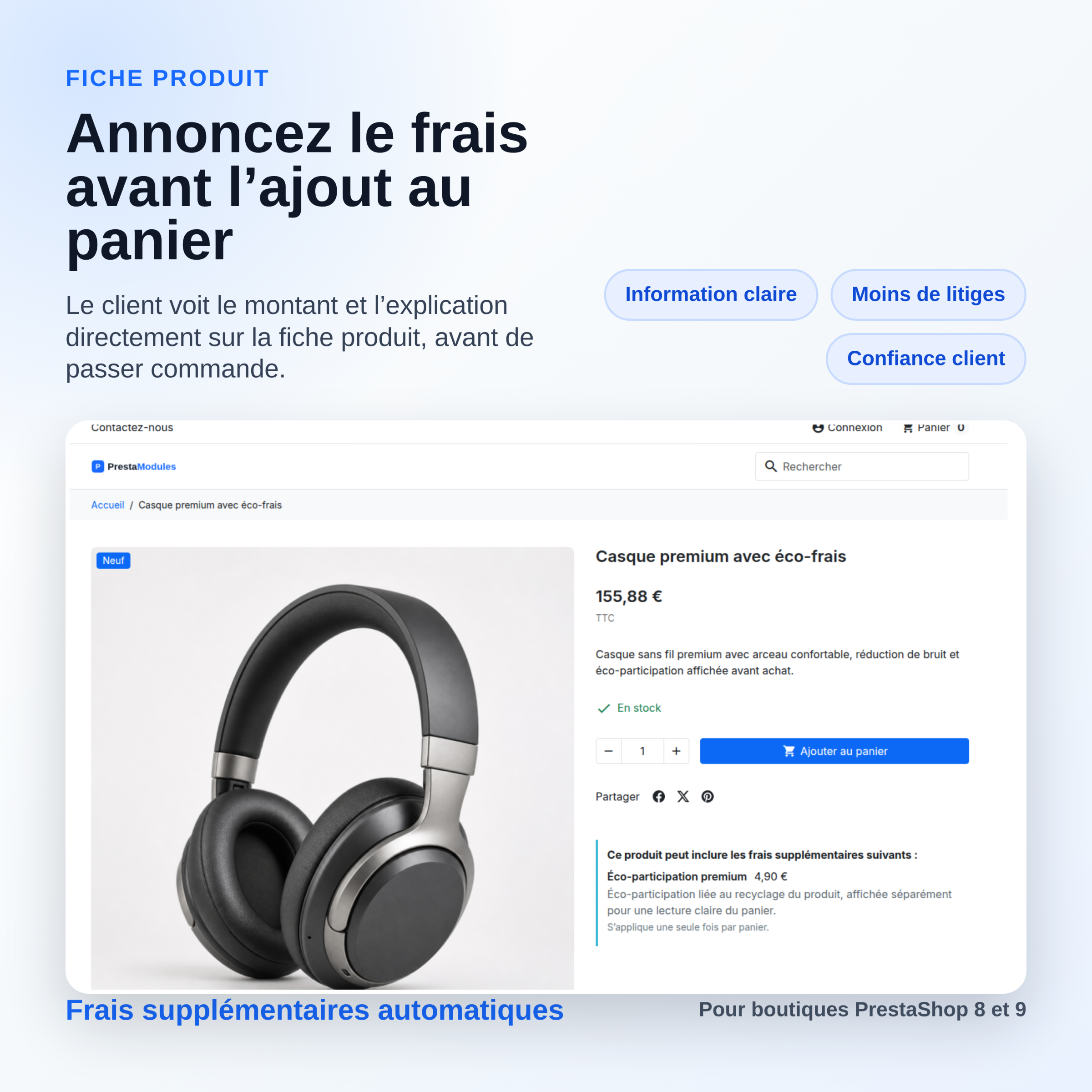 Explication du frais sur fiche produit